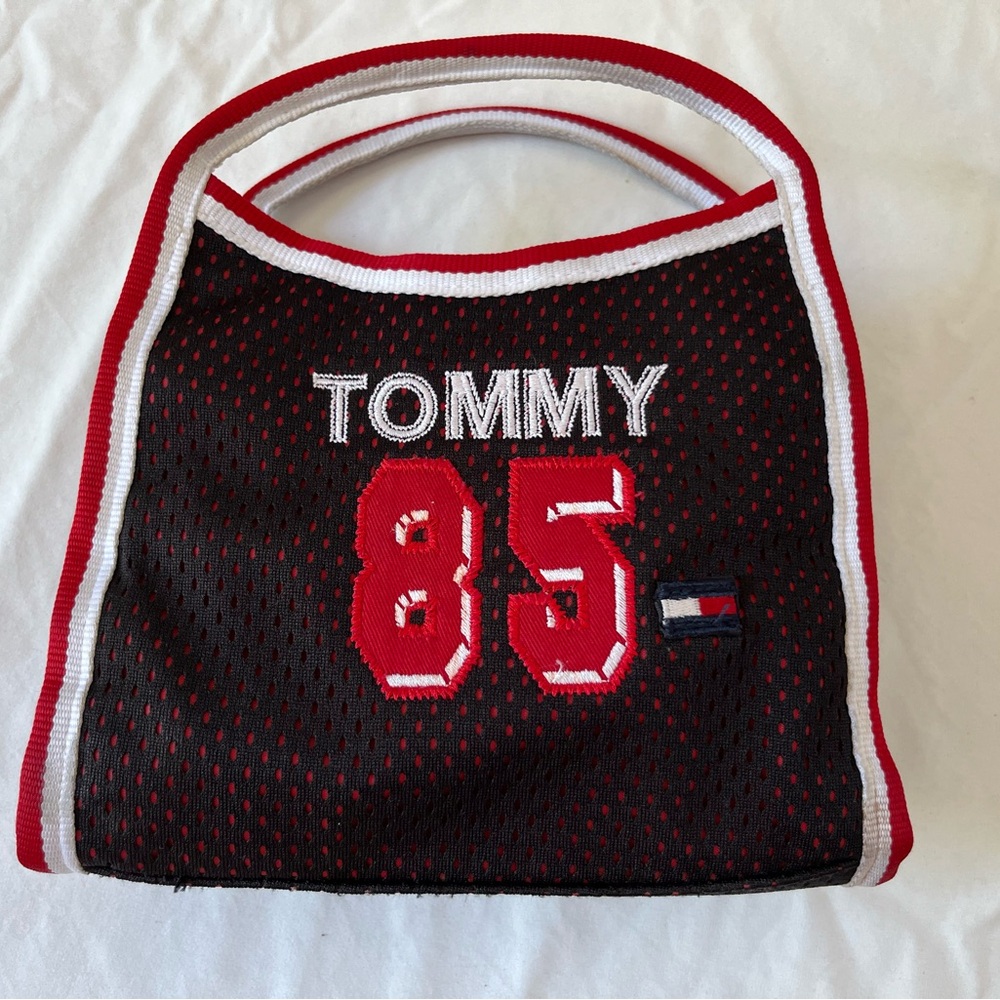 Vintage Tommy Hilfiger 85 Black and Red Mesh Mini Tote handbag